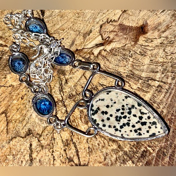 Dalmation Jasper Pendant Necklace 16-17” - Picture 4 of 13